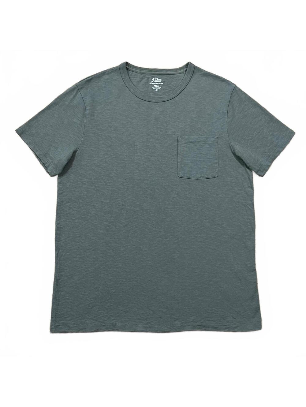 J.Crew Mens Garment Dyed T Shirt Pocket Green Size Large